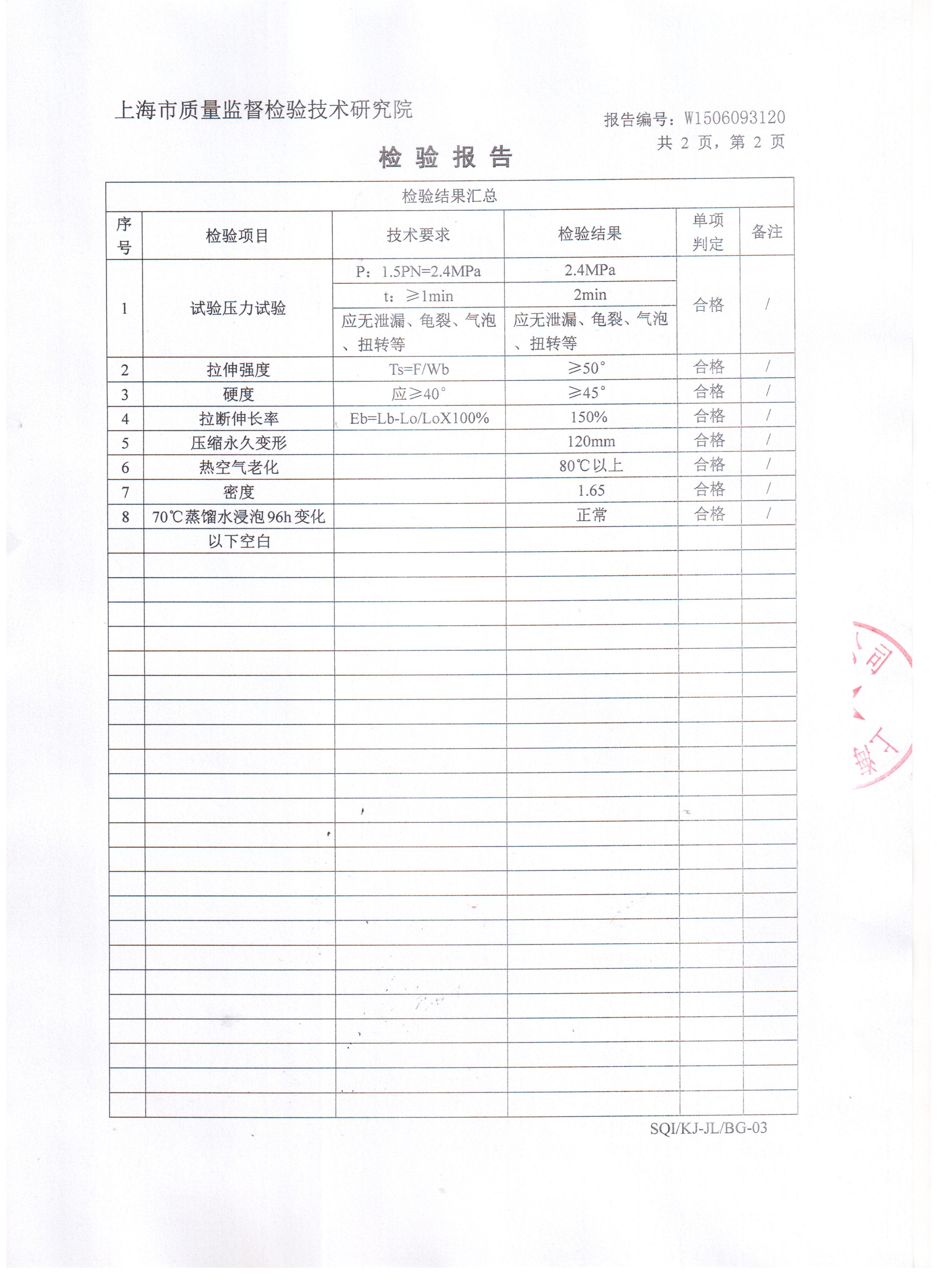 橡胶接头质检报告